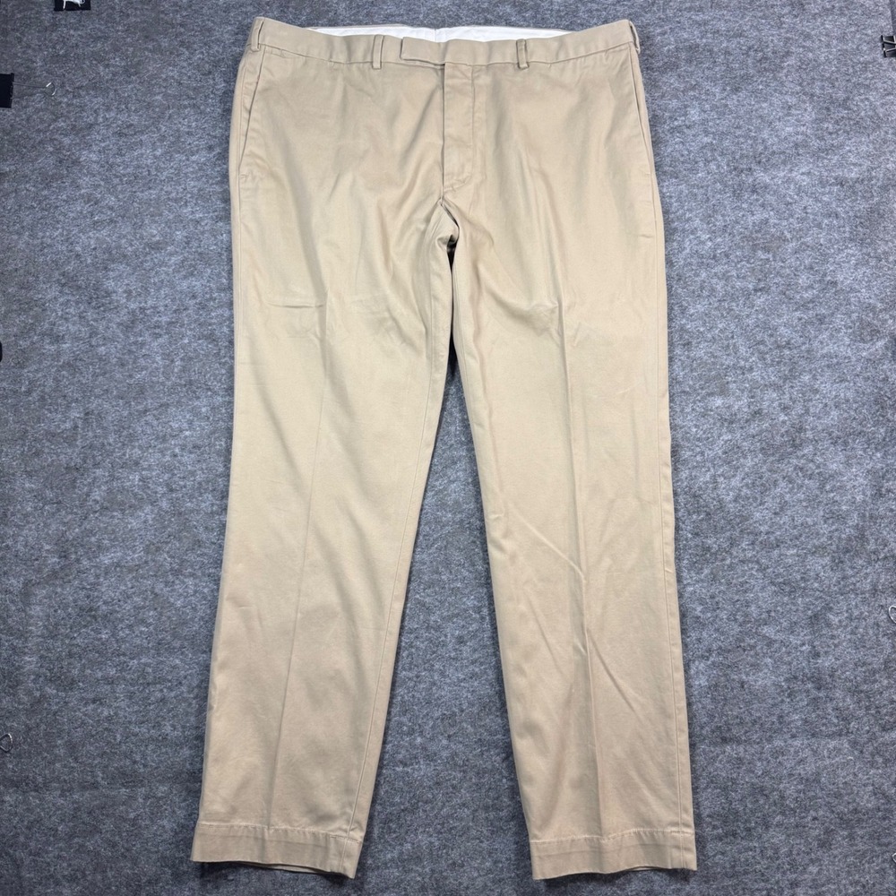 Vintage Polo Ralph Lauren Slim Fit Chino Pants Mens 40x32 Tan Khaki Flat Front